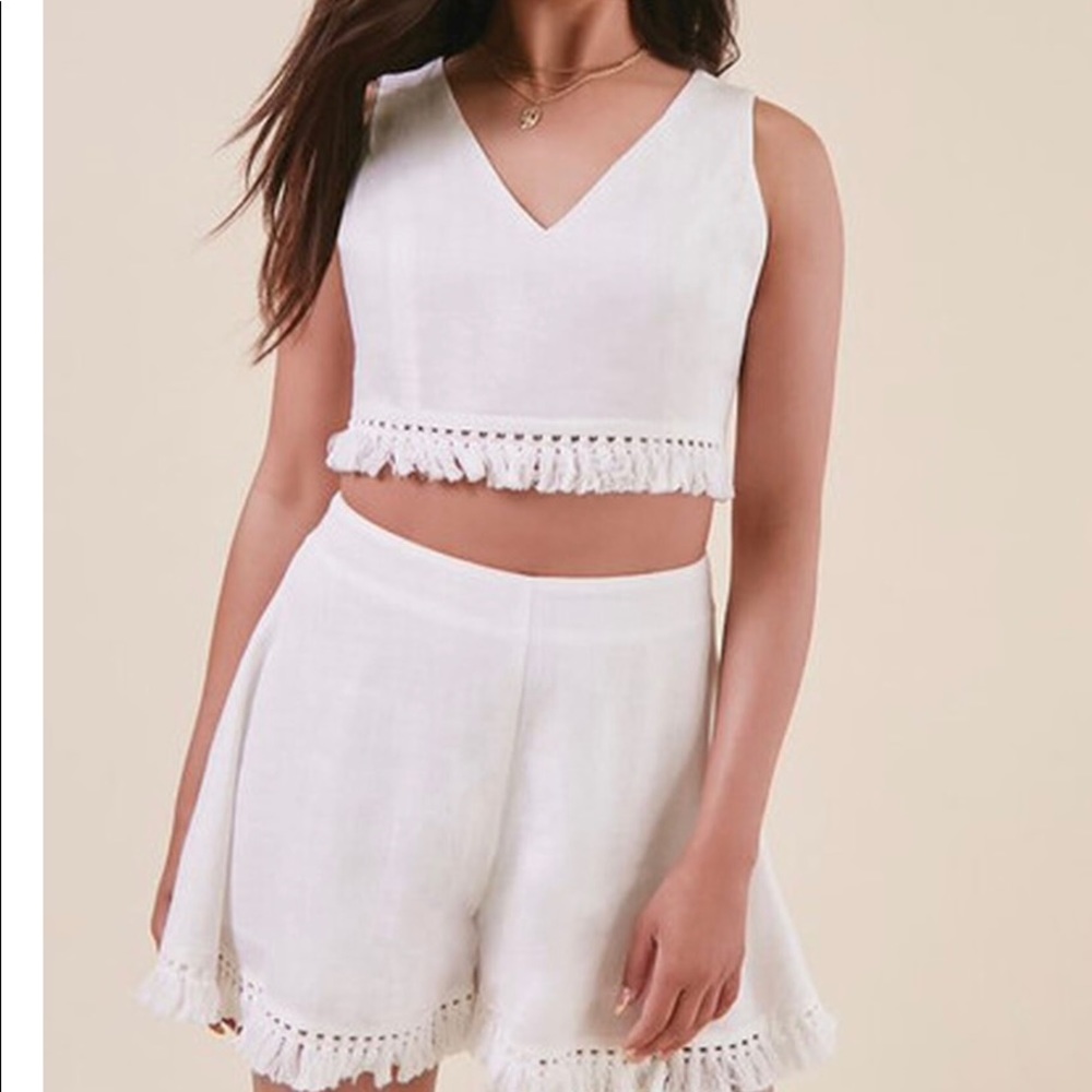 NWT Fringe Crop Top & Short Set